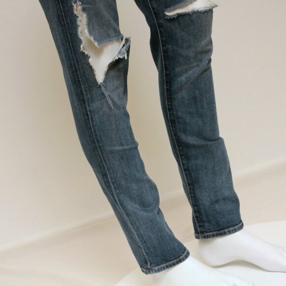 7 For All Mankind Josefina Distressed Mid Rise Straight Leg Jeans - Picture 6 of 15
